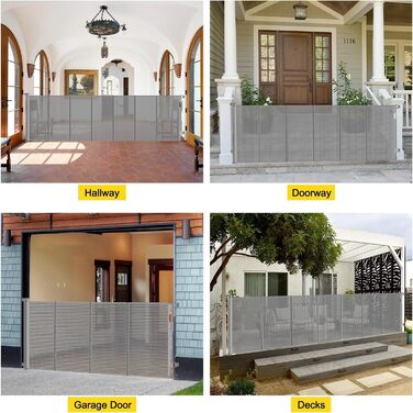 Захисний бар'єр для дітей, котів та собак: розтяжний захист для сходів та дверей (300 см, сірий)