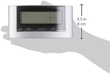 TFA Dostmann Digital Radio Alarm Clock, 98.1071, with Temperature, completely solar-powered, day of the week and date, temperature display, plastic, silver-black, L 156 x W 52 x H 81 mm