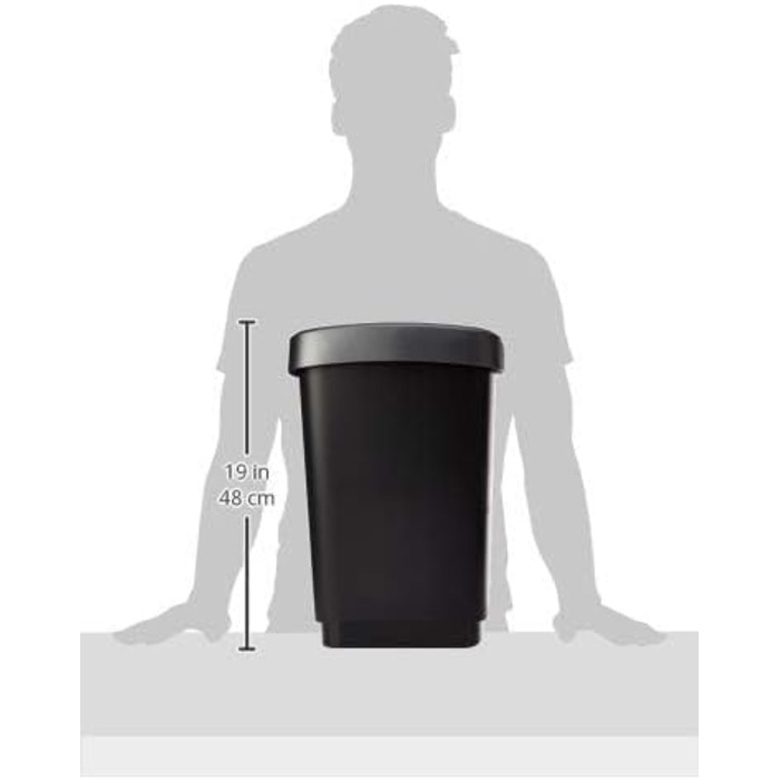 Відро для сміття Rotho Twist 25л з кришкою, пластик (PP), BPA-free, чорний/сріблястий, 25л