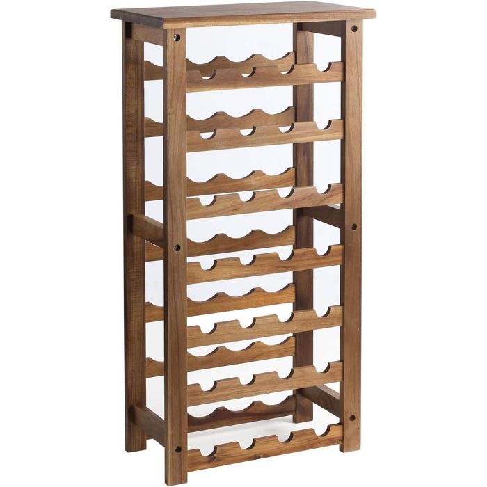 Jalz Jalz Acacia Wood Wine Rack for 28 Bottles, Sturdy and Lightweight Bottle Rack for Cellars, Restaurants, and Storage Rooms, Modular Expandable Bottle and Wine Storage