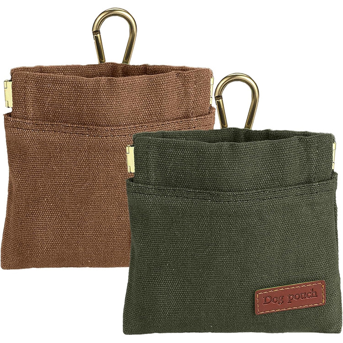 Сумка для тренування собак Leckerlibeutel, 2 шт., для цуценят, з автоматичним дозатором, для прогулянок, зеленого та хакі кольору