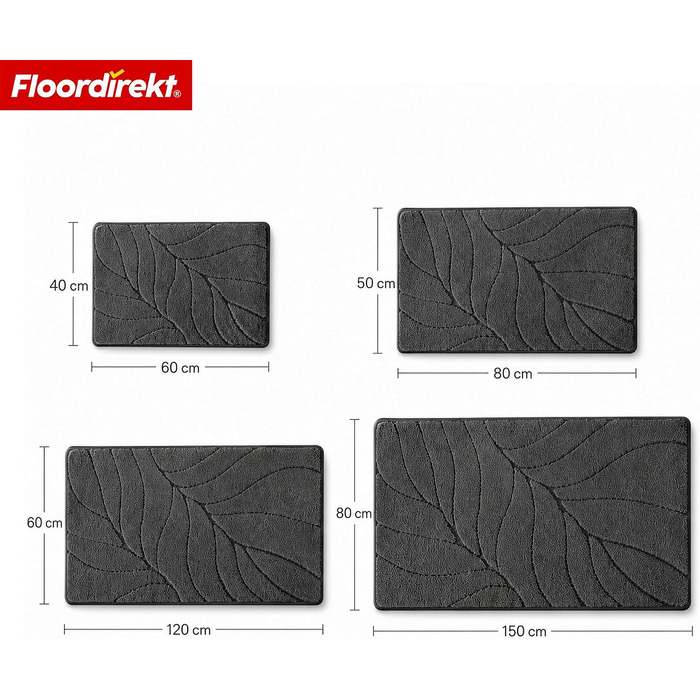 М'який килимок для ванної кімнати Floordirekt Maris, швидкосохнучий з антиковзаючим покриттям, темно-сірий, 80 x 150 см