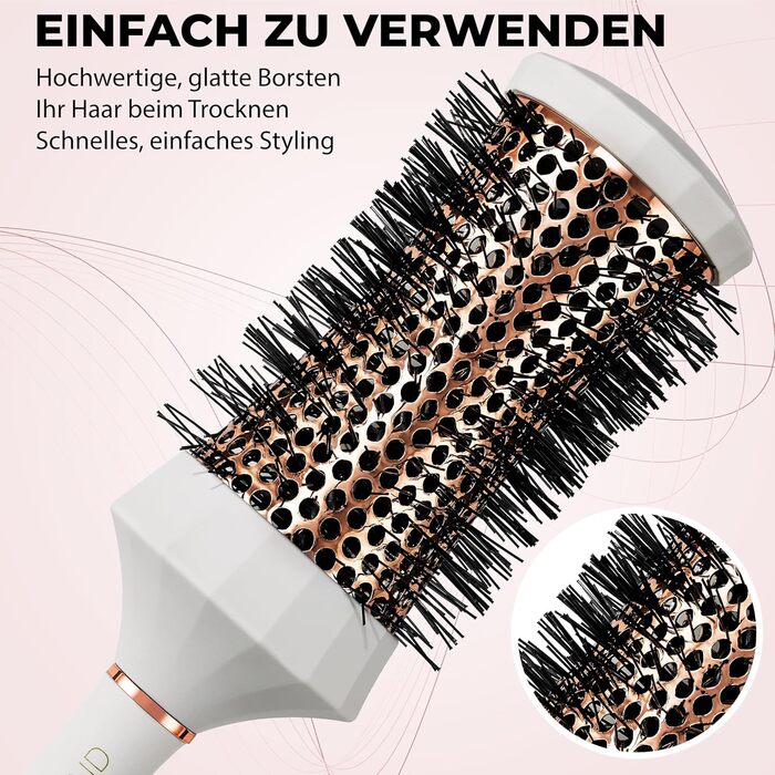 Набір гребінців Lily England Runde: 4 шт. Професійний набір для укладки волосся, 3 круглі гребінці та гребінь, подарунковий набір для жінок