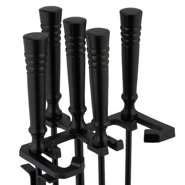 Relaxdays 5-Piece Fireplace Tool Set in Black