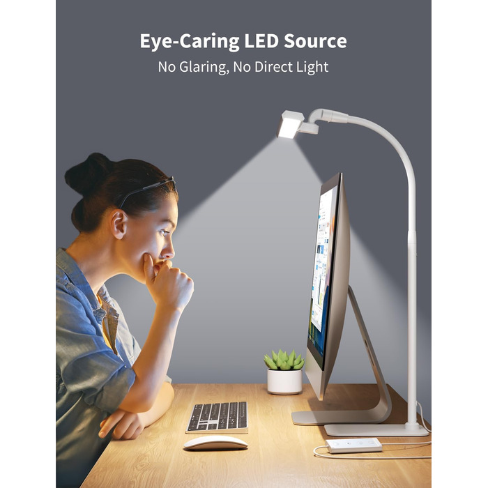 LED настільна лампа Kary з регулюванням яскравості та таймером, 40 см, 12 Вт - для роботи, навчання, читання, догляду за очима, дітей (чорний)