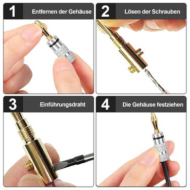 4 шт. бананові конектори для акустичних кабелів, 4 мм, аудіо-роз'єми для підключення до підсилювача, сумісні з кабелями до 4 мм