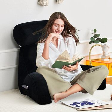 Велике спинне подушка з підлокітниками та підтримкою шиї для читання. Підтримуюча подушка, подушка для читання, подушка для відпочинку в ліжку з пральним покриттям. Багатофункціональна подушка, ідеально підходить для читання, роботи та ігор. 75x40x40CM, ч