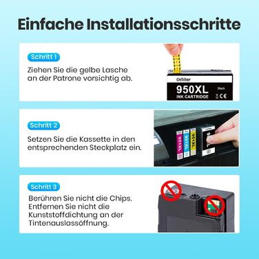 Комплект картриджів Glliter 950XL та 951XL для принтерів HP Officejet Pro 8600, 8610, 8620, 8630, 8640, 8660, 8100, 251DW, 276DW (4 шт.)