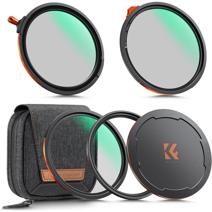 Набір фільтрів K&F Concept 67mm: поляризаційний (CPL), ND2-ND32, Black Mist 1/4 з магнітним адаптером та кришкою об'єктива, чохол