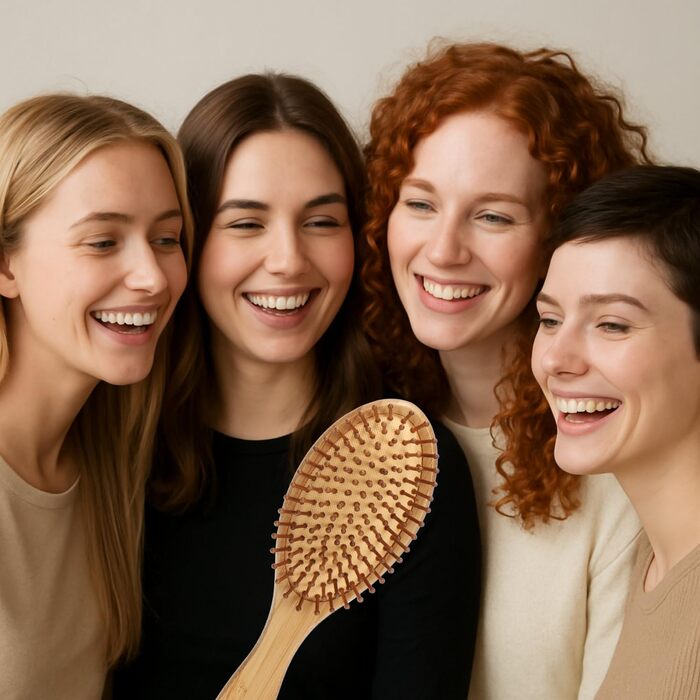 Набір з 2 бамбукових гребінців з натуральною щетиною - екологічні гребінці для жінок, чоловіків та дітей - для масажу шкіри голови та здорового волосся (гребінець-щітка/гребінець)