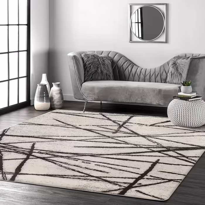 Leesentec Rugs Living Room Modern Artistic Rug Unique Rugs Chic Vintage Distressed Oriental Rugs Floor Mat (200 x 250 cm, Beige) Beige 200 x 250 cm