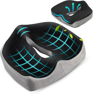 Подушка для сидіння Coxiskissen: ергономічна подушка для офісного крісла з Memory Foam, для спини, стегна, тазу, від болю в спині, геморою, радикуліту, для інвалідного візка, знімний чохол
