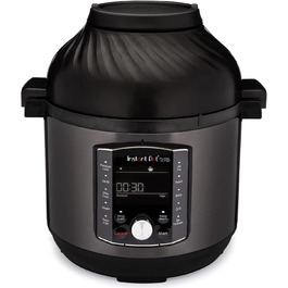 Мультиварка Instant Pot Pro Crisp 11-в-1: скороварка, аерофритюрниця, повільноварка, пароварка, гриль, дегідратор, Sous-Vide, 7.6 л, 1500 Вт, чорна нержавійка