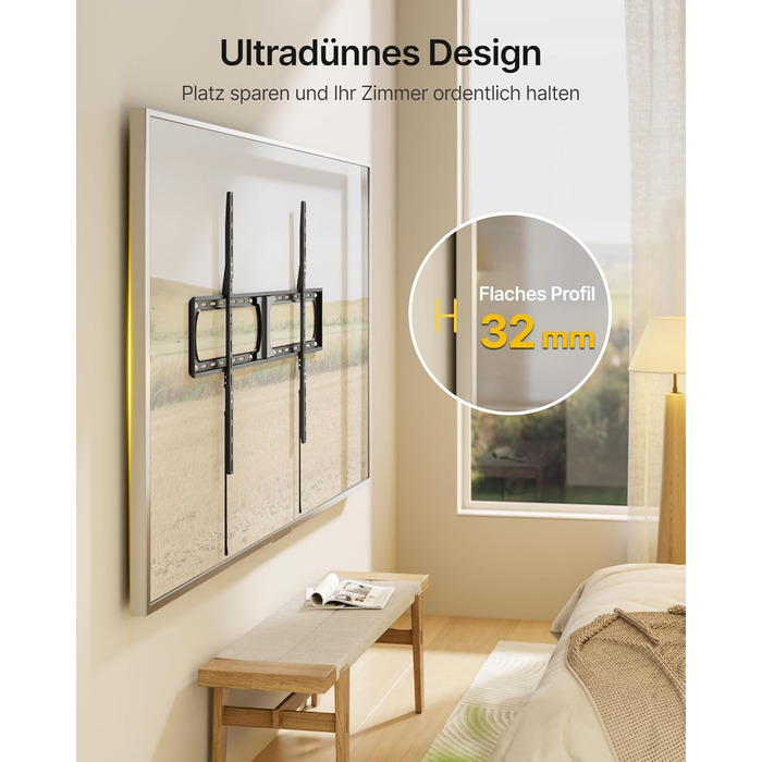 Кріплення для телевізора monTEK Heavy Duty – настінне кріплення для телевізорів 37-140 дюймів, до 136 кг, ультратонкий профіль 32 мм, сумісність з дерев'яними стійками 406/450/600 мм, VESA до 1200x800 мм