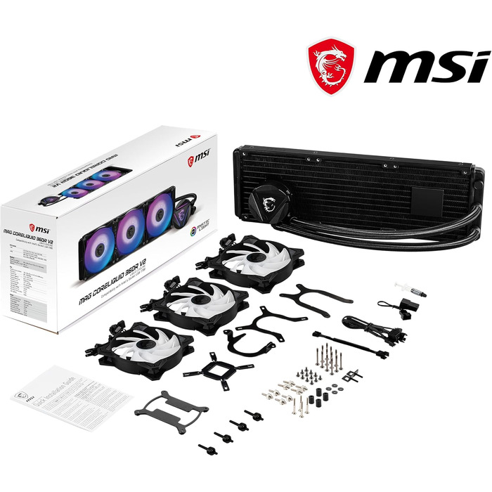 MSI MAG CoreLiquid 360R V2 - Система водяного охолодження CPU з RGB, для AMD та Intel, 360 мм