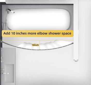 Регульована вигнута штанга для душу, широка, нержавіюча сталь, для ванної кімнати, 106,7–182,9 см (Срібло, 2 шт.)