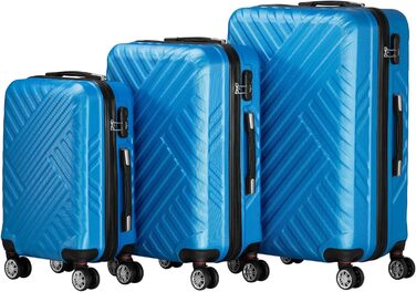 Набір валіз Zelsius 3 шт., блакитний | ABS, з кодовим замком, роздільниками всередині, для ручної поклажі, великий, комплект багажу