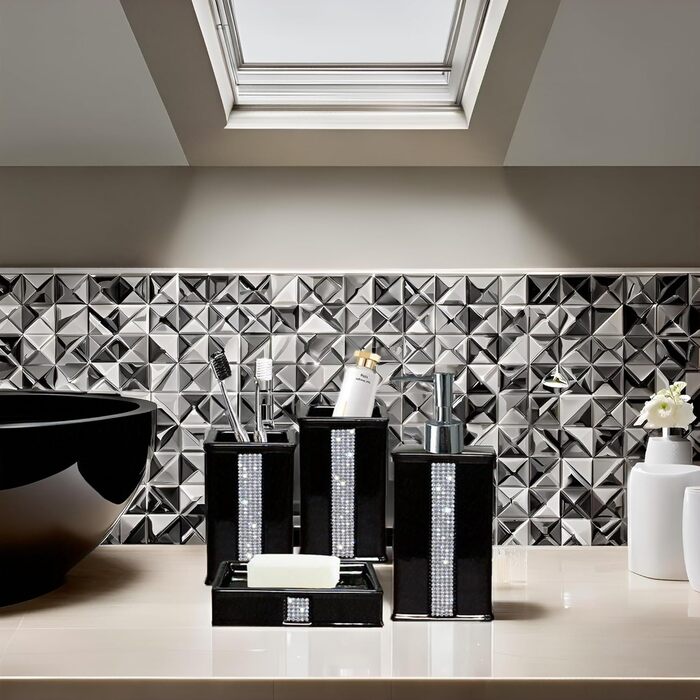 Набір аксесуарів для ванної кімнати CAAHANJIA: дозатор мила, 2 склянки, мильниця, чорний колір, 340 мл