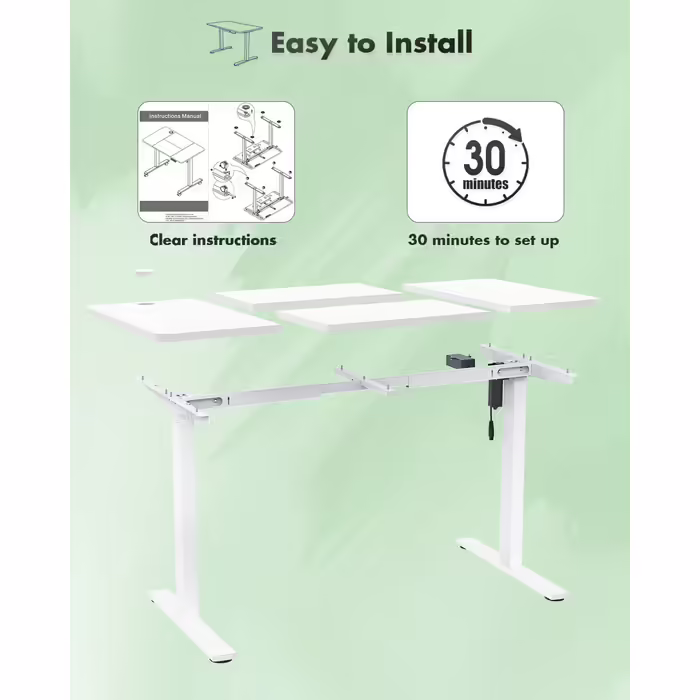 Devoko Height-Adjustable Desk with USB Port, Electric Standing Desk, Height-Adjustable Sit-Stand Adjustable Computer Desk, Standing Desk, Office Desk, Adjustable Desk, 160x70cm, White 160 x 70 cm White