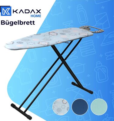 KADAX Ironing Board, 120x38 cm Folding Ironing Table, Height-Adjustable Steaming Ironing Table, Ironing Board with Non-Slip Feet, Table with 8mm Foam Padding (Dark Blue)