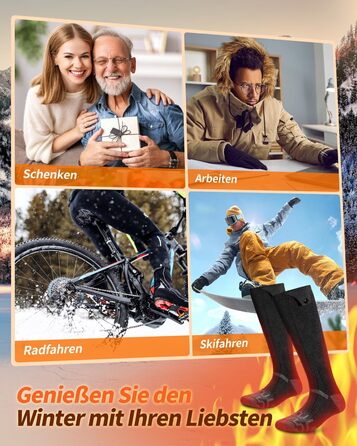 Гріючі шкарпетки 2026 Upgraded, 5000mAh*2, 3 режими нагріву, 360° нагрів, чорні, для жінок та чоловіків, для катання на лижах, полювання, походів