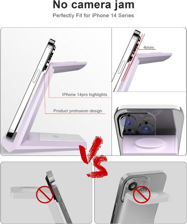 Бездротова зарядка 3-в-1 для Apple Watch, iPhone та AirPods Pro (білий/фіолетовий)