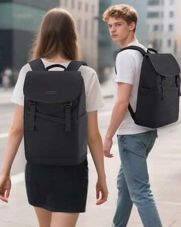 LOVEVOOK Рюкзак для ноутбука 15.6 дюймів, жіночий/чоловічий, для підлітків, універсальний, водонепроникний, для школи, університету, подорожей, роботи (Чорний, 15.6 дюймів)