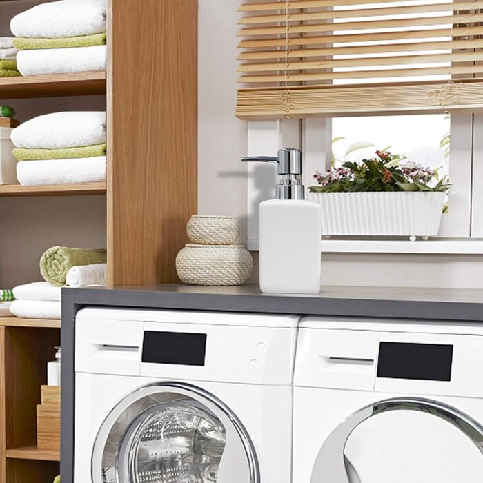 Керамічний дозатор для мила та лосьйону, 320 мл, квадратний, класичний, для кухні, ванної кімнати, пральні, наповнюваний, білий