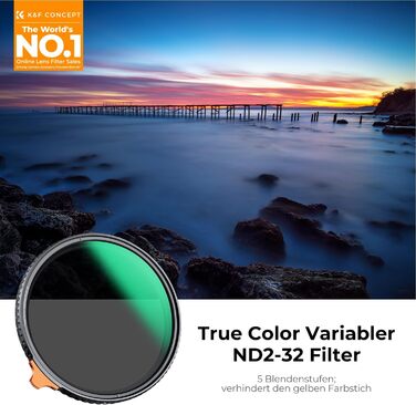 Фільтр нейтральної сірої ND K&F Concept Nano-X True Color Variabler 55mm (ND2-32, 1-5 ступенів)
