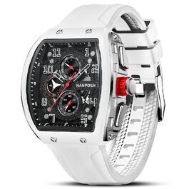HANPOSH Чоловіжі годинники: аналогові кварцові годинники для спорту та тактики, водонепроникні, чорно-білі