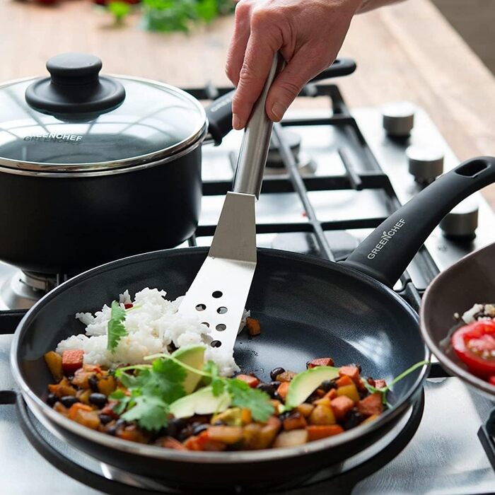 GreenChef Diamond Soft Grip Frying Pan with Non-Stick Coating, 30cm, PFAS-free, Induction, Dishwasher-safe, Black Frying Pan 30cm Frying Pan