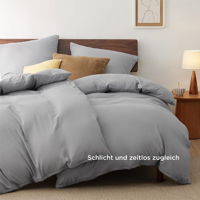 BEDSURE Комплект постільної білизни 135x200 см, 4 шт. (2 наволочки 80x80 см, 2 простирадла 135x200 см), сірий, мікрофібра, поліестер, ÖKO-TEX