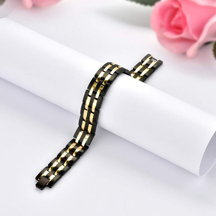 Магнітне браслет для чоловіків JewelryWe з нержавіючої сталі - терапевтичний ефект, великий, важкий, широкий, з ланцюговими зв'язуваннями. Ідеальний подарунок на День батька