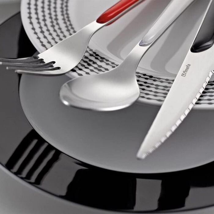 Amefa ECLAT Cutlery Set White Dinner Cutlery 24-Piece for 6 People Stainless Steel Rust-Proof High-Quality Plastic Handle Shells Dishwasher Safe Cutlery Set 6 People Camping Cutlery