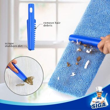 MR.SIGA Professional Microfiber Mop Floor Cleaner for Hardwood, Laminate, Tile Floors, Stainless Steel Handle, Includes 3 Reusable Microfiber Cloths and 1 Dirt Separator