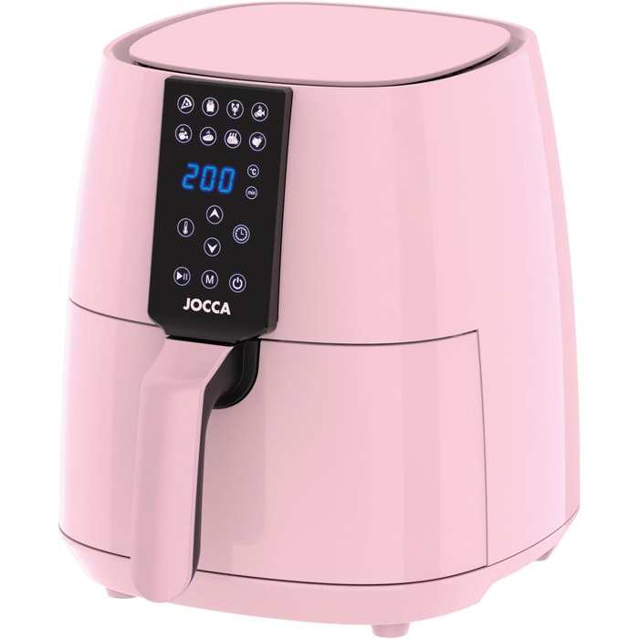 JOCCA аерофритюрниця 3,8 л, без олії, 1450 Вт, LED сенсор, енергозберігаюча, рожева