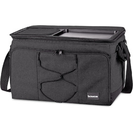 Foldable Cooler Bag 25L/45L/52L - Outdoor Cooler Box with 16h Cooling Function and Carrying Straps, Waterproof Picnic Bag/Insulated Bag with Shelf, Insulated Bag - Anthracite or Grey - IceBreezer (Anthracite - Size M: 45L)