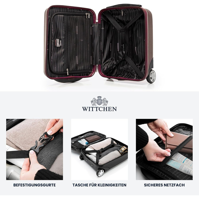 WITTCHEN Skyspeed Line: Великий валіза на колесах з ABS, для подорожей, з комбінаційним замком та телескопічною ручкою, 4 колеса, підходить для Lufthansa/Eurowings/Ryanair/Condor, колір каштанового дерева