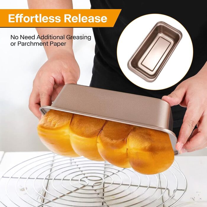 Форма для випічки Kastenform 25,4 см, 2 шт., антипригарне покриття, золотиста, стекова, прямокутна для хліба, банового хліба та сендвічів