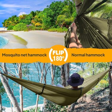 Гамак-москітна сітка NATUREFUN, 300 кг, армійний зелений (300 x 200 см)