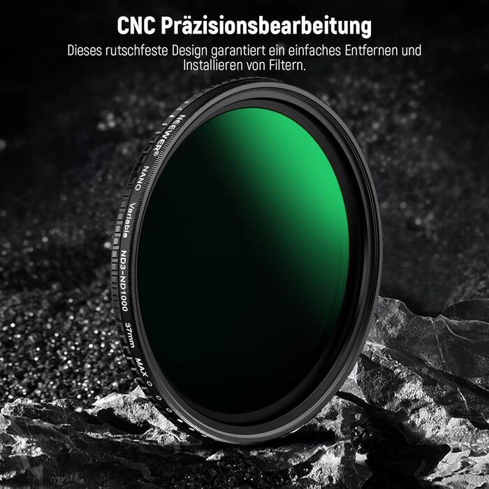 Фільтр ND3-ND1000 Neewer (37 мм) з регульованою щільністю, HD-скло, подвійне покриття, водонепроникний, стійкий до подряпин