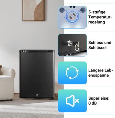 Міні-холодильник SMETA 48L з морозильною камерою, 230V. Тихий настільний холодильник для офісу, кемпінгу, спальні та готелю. Регульована температура 0-10°C, 39dB.