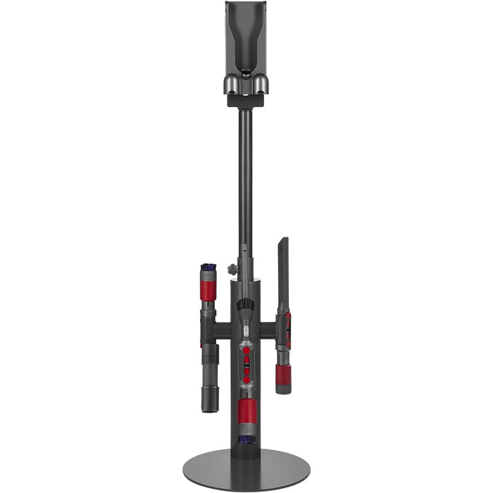 Підставка для пилососа VEVOR 126 см, сумісна з Dyson G5, V15, V12, V11, V10, V8, V7, V6, з аксесуарами, підлогова стійка, кріплення з 6 гачками та антиковзкими ніжками, срібна (з висувною трубою, чорна)