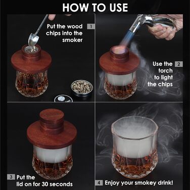 Набір для копчення віскі та коктейлів Smokeologist: 8 натуральних ароматизаторів, преміум-запальничка, подарункова коробка