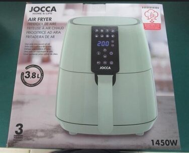 JOCCA Аерофритюрниця 3,8 л зелена, без олії, таймер, регульована температура, 1450 Вт, для здорового приготування