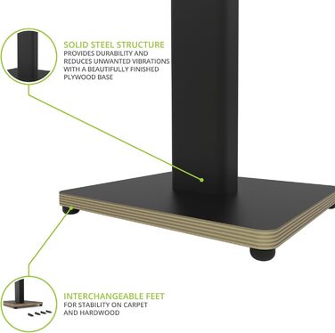 Підлогові стійки для акустики Kanto ST34P - пара, чорний метал, дерев'яний постамент | До 13.6 кг