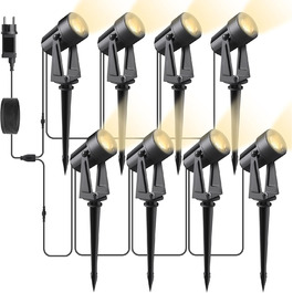 LED-стрічка для саду на сонячній батареї, 14м, 4 шт., тепле світло 3000K, IP65, 27V, 600lm, 8-в-1, для саду, тераси, під'їзду