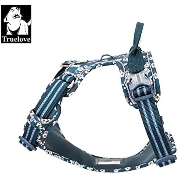 Шлейка для собак WINHYEPET Truelove No-Pull, бавовняна, дихаюча, світловідбиваюча, регульована, для маленьких та середніх собак і котів, TLH5655 (XS, Саксонія Блакитний)