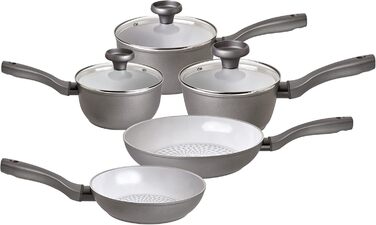 Prestige Earth Pan Cookware Pot Induction - 28cm / 7.5L - Non-Stick Ceramic, Recycled & Recyclable, Non-Toxic, Dishwasher Safe, Easy-Grip Handles (Cookware Set, 5 piece)