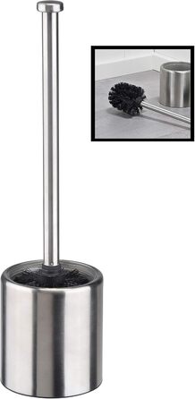 Набір для туалету Bambelaa: щітка для унітазу, гачок, контейнер з нержавіючої сталі, скло, чорний, срібний (10 x 36,5 см)